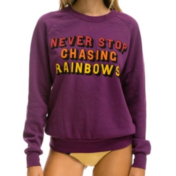 Aviator Nation Tops - Aviator Nation Never Stop Chasing Rainbows Sweatshirt in Purple - Small
